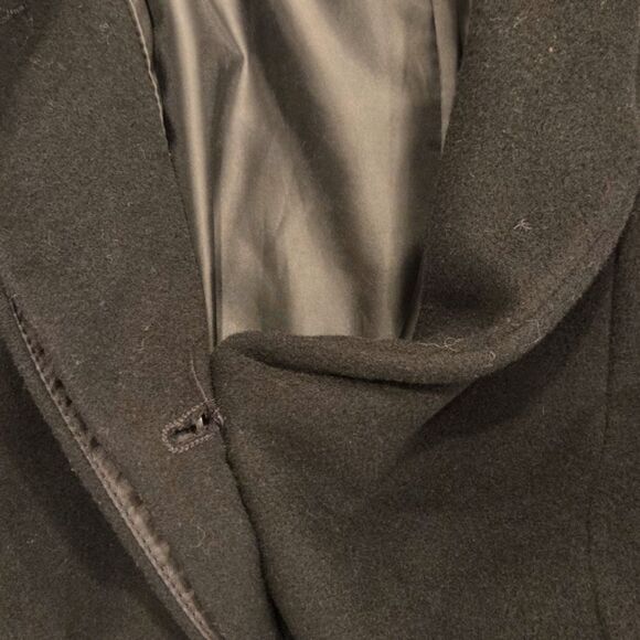 Vintage Women's Wool Dress Coat Faux Fir Collar Black 3/4 Length Plus Size 16 - Picture 8 of 11